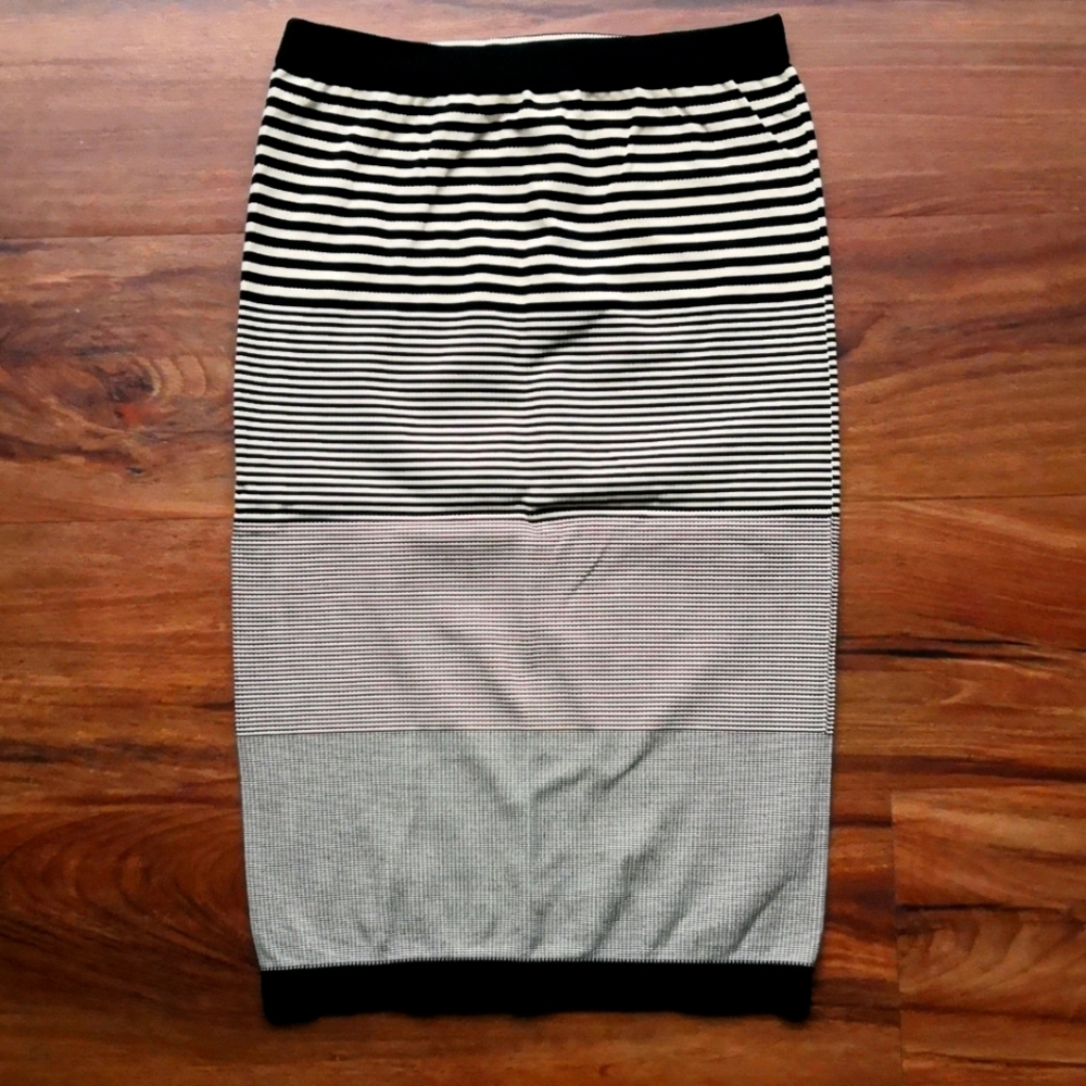 Bebe Variegated Stripe Pencil Skirt